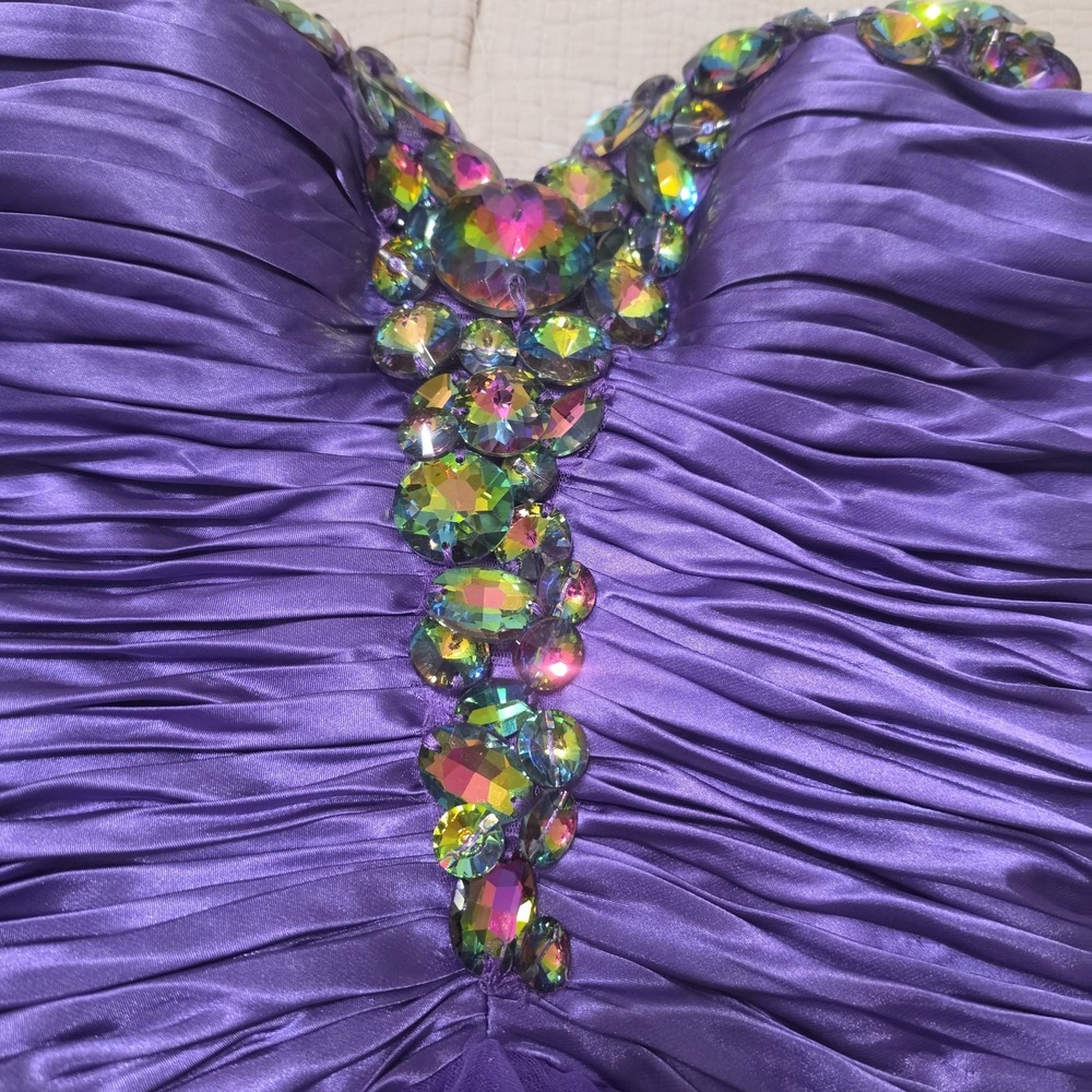 Sherri Hill Prom Cocktail Social Dress Size‎ 8 Jeweled Embellished Ruffles - Picture 4 of 16